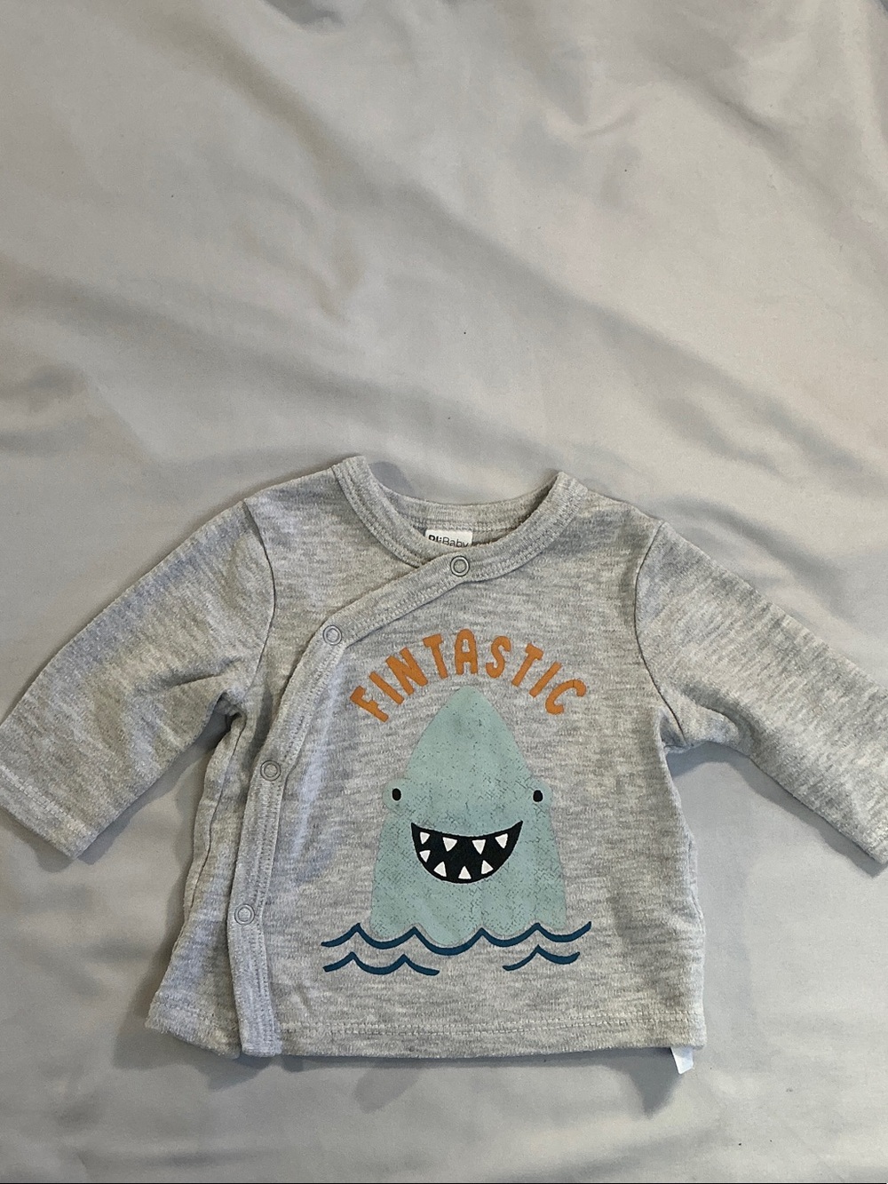PL Baby - Grey 'Fintastic' Shark Snap-Front Long Sleeve Top for Kids